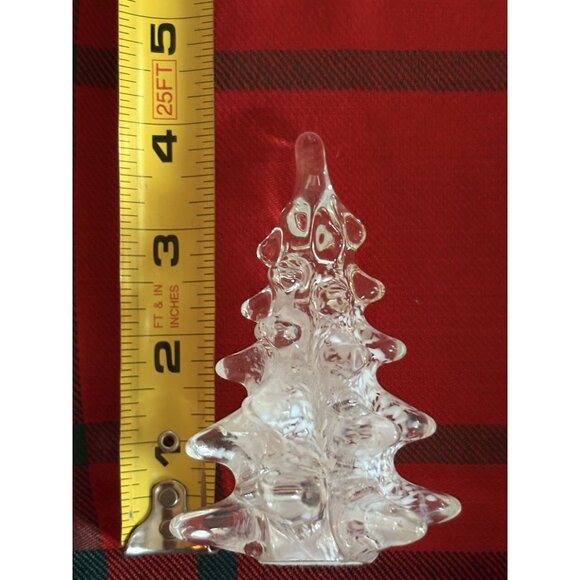 Vtg Lead Crystal Art Glass Christmas Tree w White Splatter Speckled 4” - Picture 7 of 7